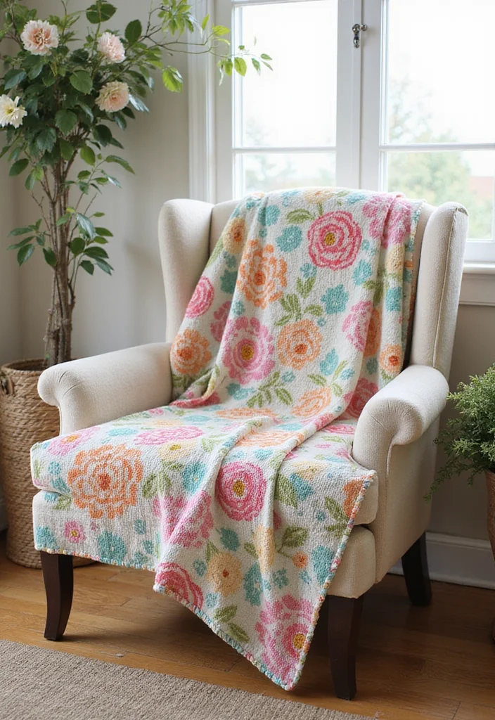 25 Cozy Home Ideas from Free Crochet Patterns for Afghans - 24. Floral Afghan