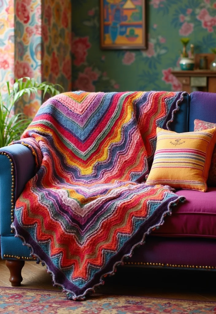 25 Cozy Home Ideas from Free Crochet Patterns for Afghans - 7. Chevron Afghan