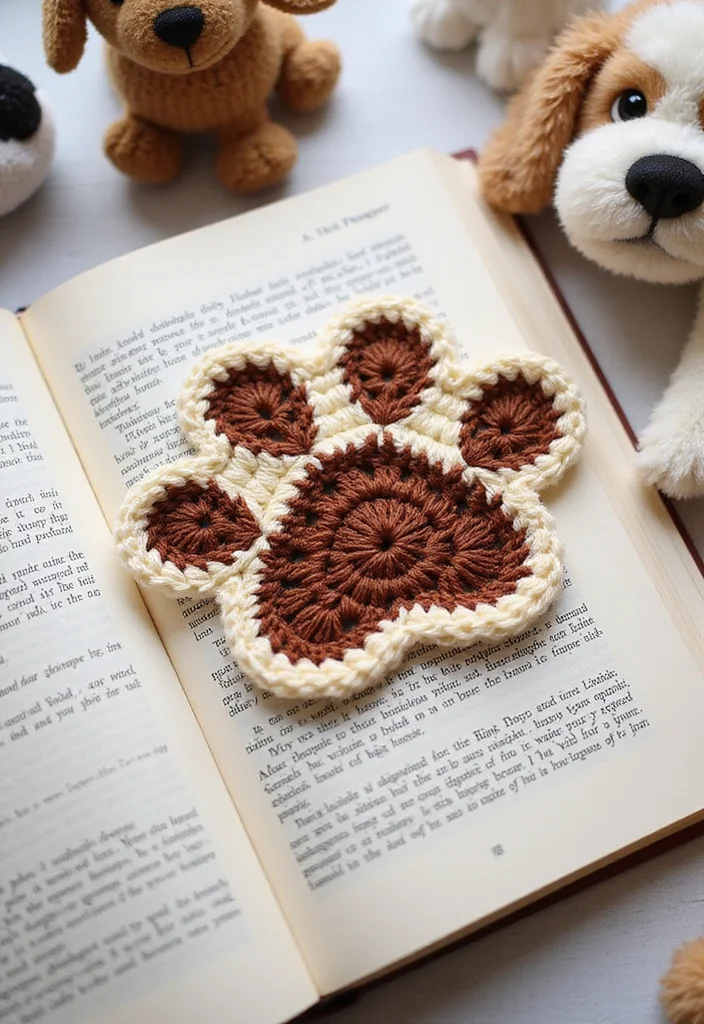 25 Creative Bookmark Ideas Using Crochet: Free Patterns for Book Lovers - 14. Animal Paw Print Bookmark