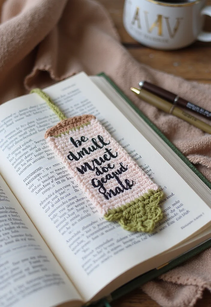 25 Creative Bookmark Ideas Using Crochet: Free Patterns for Book Lovers - 16. Bookmark with a Quote