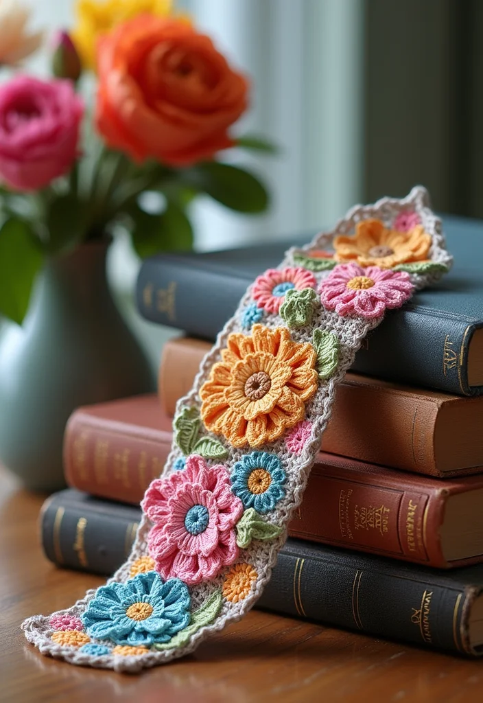 25 Creative Bookmark Ideas Using Crochet: Free Patterns for Book Lovers - 2. Floral Motif Bookmark