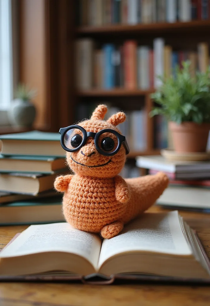 25 Creative Bookmark Ideas Using Crochet: Free Patterns for Book Lovers - 21. Bookworm Themed Bookmark