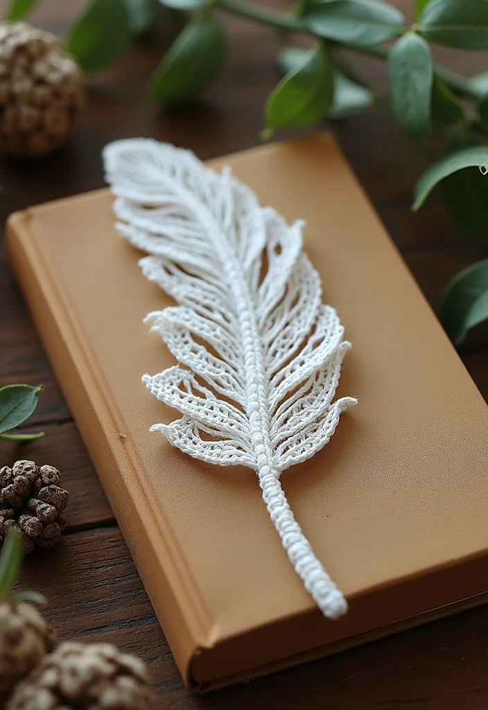25 Creative Bookmark Ideas Using Crochet: Free Patterns for Book Lovers - 24. Crocheted Feather Bookmark