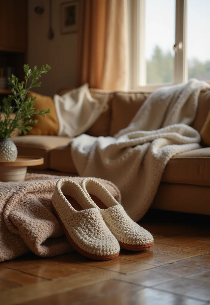 25 Easy Projects from Crochet Patterns for Beginners - 18. Cozy Crochet Slippers