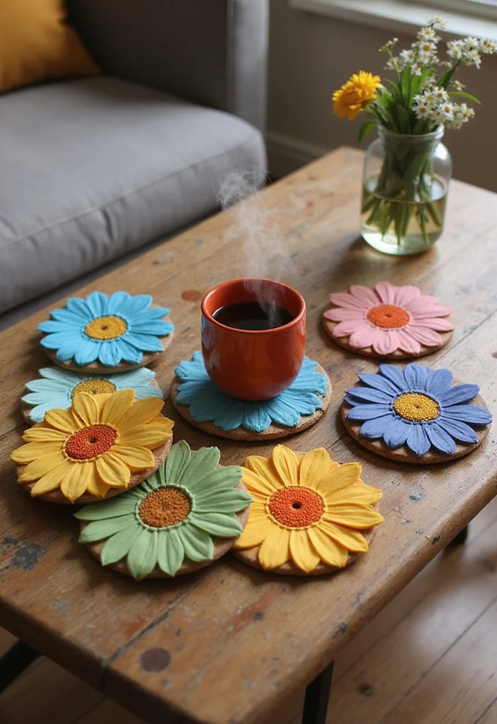 25 Easy Projects from Crochet Patterns for Beginners - 2. Daisy Coasters