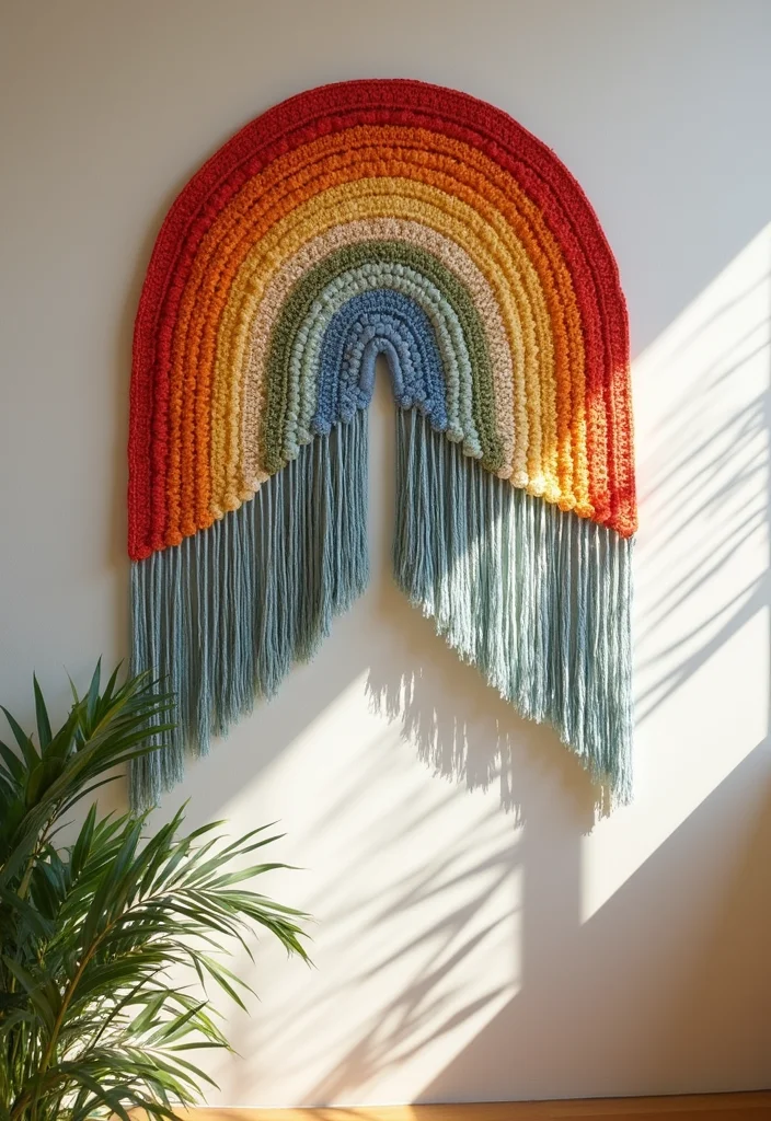 25 Easy Projects from Crochet Patterns for Beginners - 7. Rainbow Wall Hanging