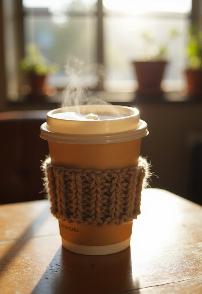 25 Easy Projects from Crochet Patterns for Beginners - 8. Sweet Coffee Cup Sleeve