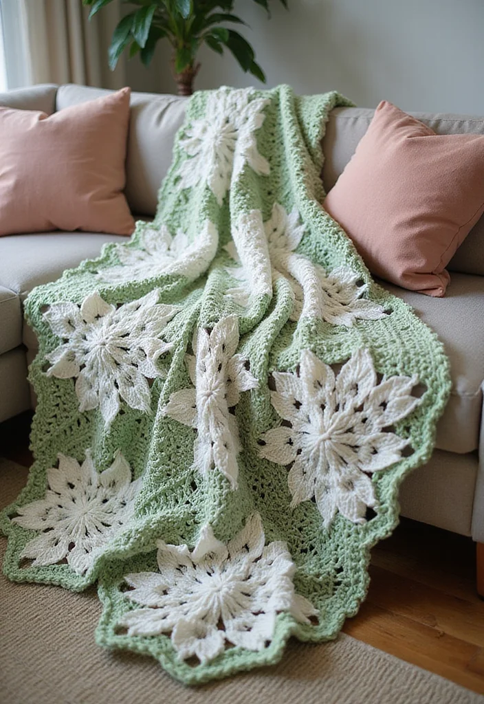 25 Elegant Designs Inspired by Lily of the Valley Crochet - 1. Lily of the Valley Throw Blanket