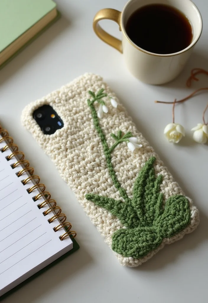 25 Elegant Designs Inspired by Lily of the Valley Crochet - 12. Stylish Phone Case