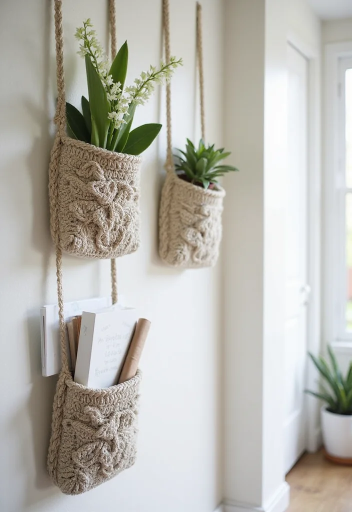 25 Elegant Designs Inspired by Lily of the Valley Crochet - 16. Stylish Wall Pockets