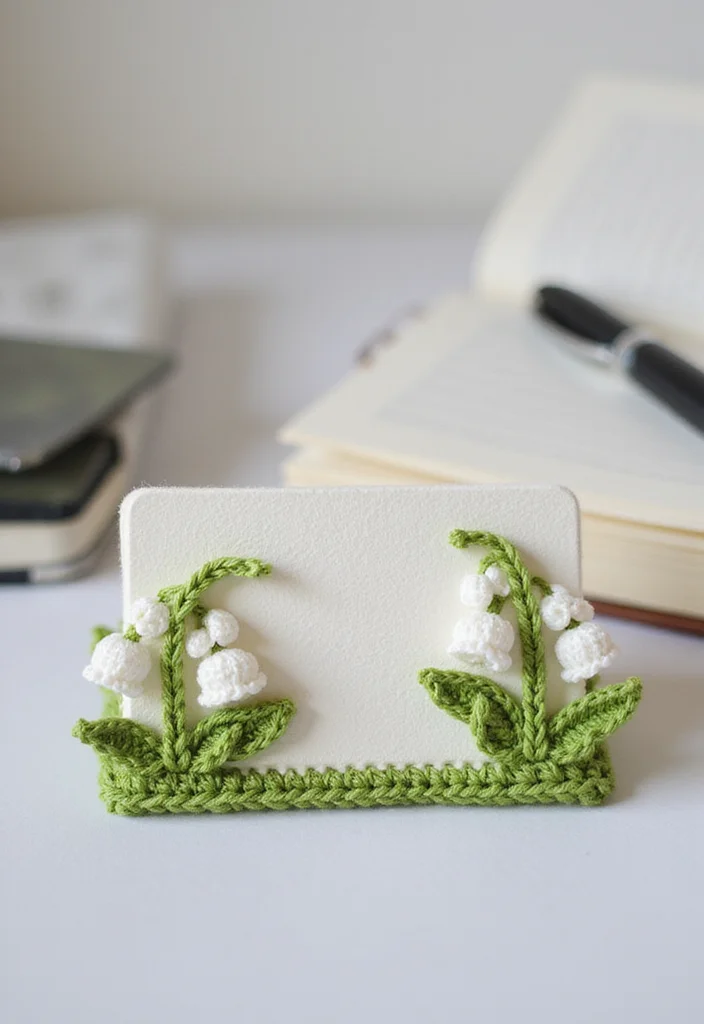 25 Elegant Designs Inspired by Lily of the Valley Crochet - 20. Lovely Card Holders