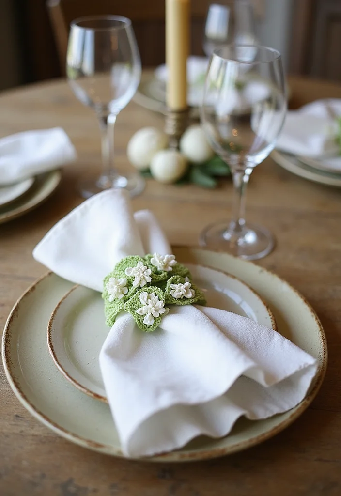 25 Elegant Designs Inspired by Lily of the Valley Crochet - 21. Decorative Napkin Rings