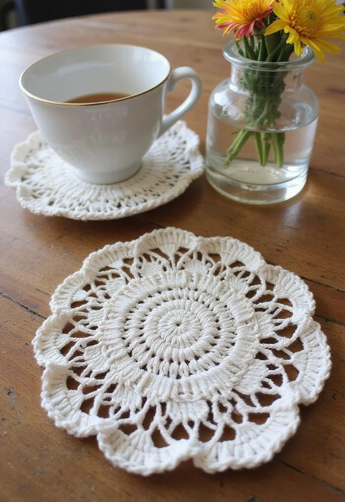 25 Elegant Designs Inspired by Lily of the Valley Crochet - 4. Chic Crochet Coasters