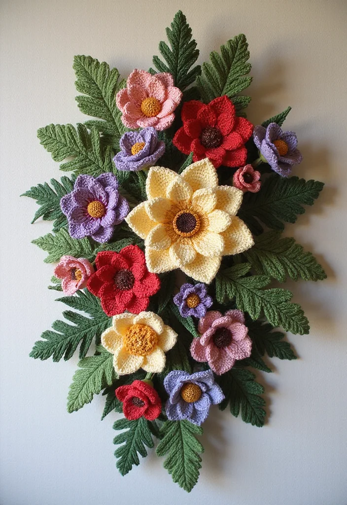 25 Floral Crafts Using Crochet Flowers: Free Patterns to Brighten Your Home - 1. Crochet Flower Wall Hanging