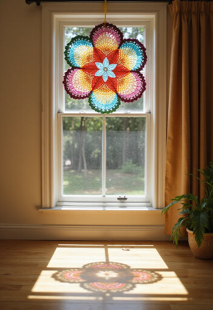 25 Floral Crafts Using Crochet Flowers: Free Patterns to Brighten Your Home - 21. Crochet Flower Suncatchers
