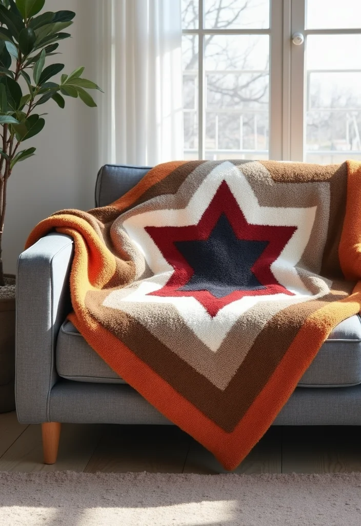 25 Gorgeous Versions of the 6-Day Star Blanket Crochet - 8. Geometric Boldness