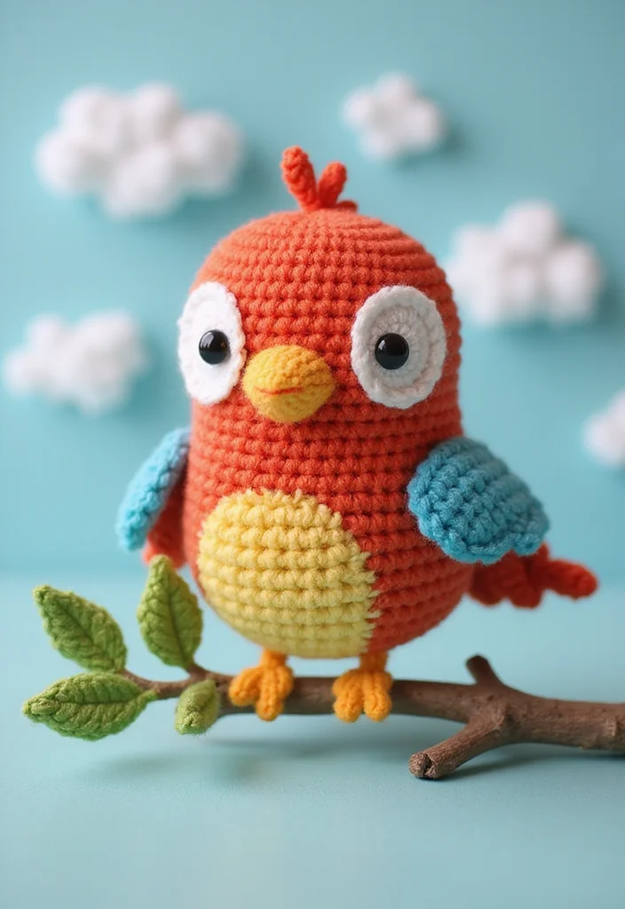 25 Soft Toys You Can Make with Crochet Teddy Bear Pattern Free - 14. Cheerful Bird