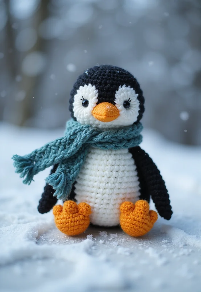 25 Soft Toys You Can Make with Crochet Teddy Bear Pattern Free - 15. Cozy Penguin