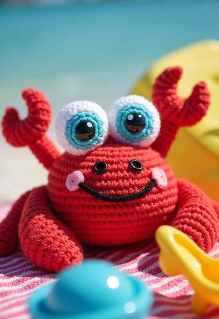 25 Soft Toys You Can Make with Crochet Teddy Bear Pattern Free - 17. Friendly Crab