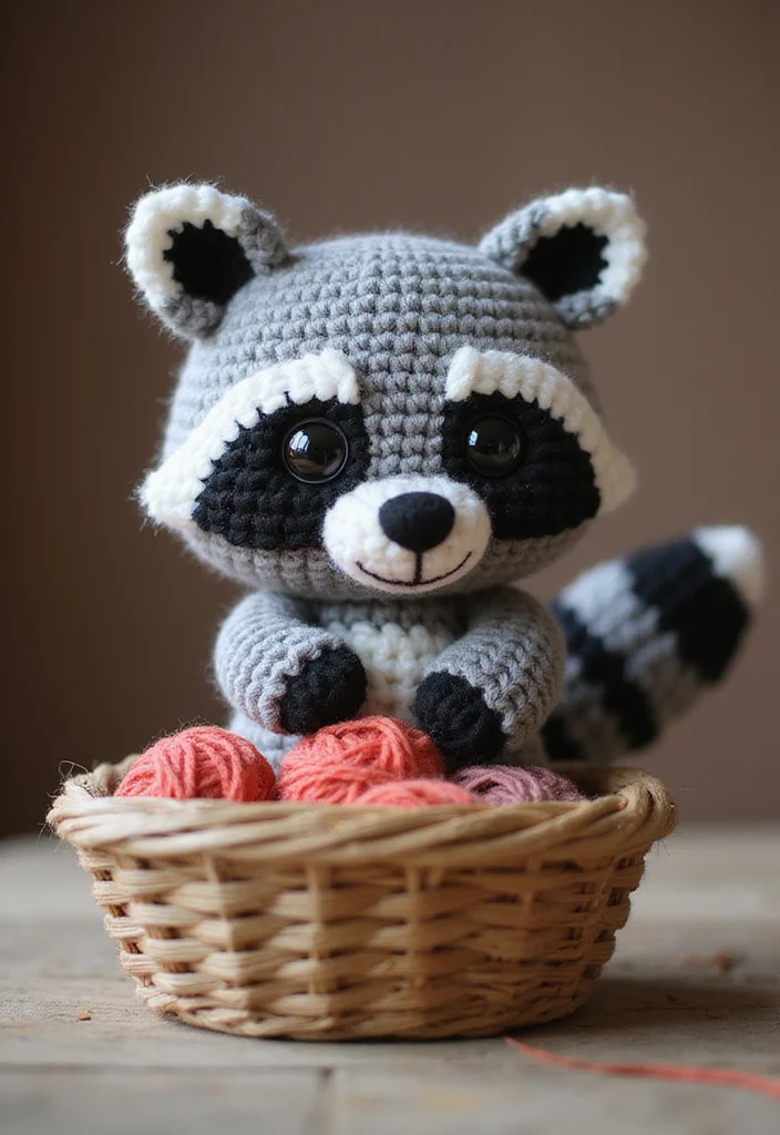 25 Soft Toys You Can Make with Crochet Teddy Bear Pattern Free - 23. Cute Raccoon