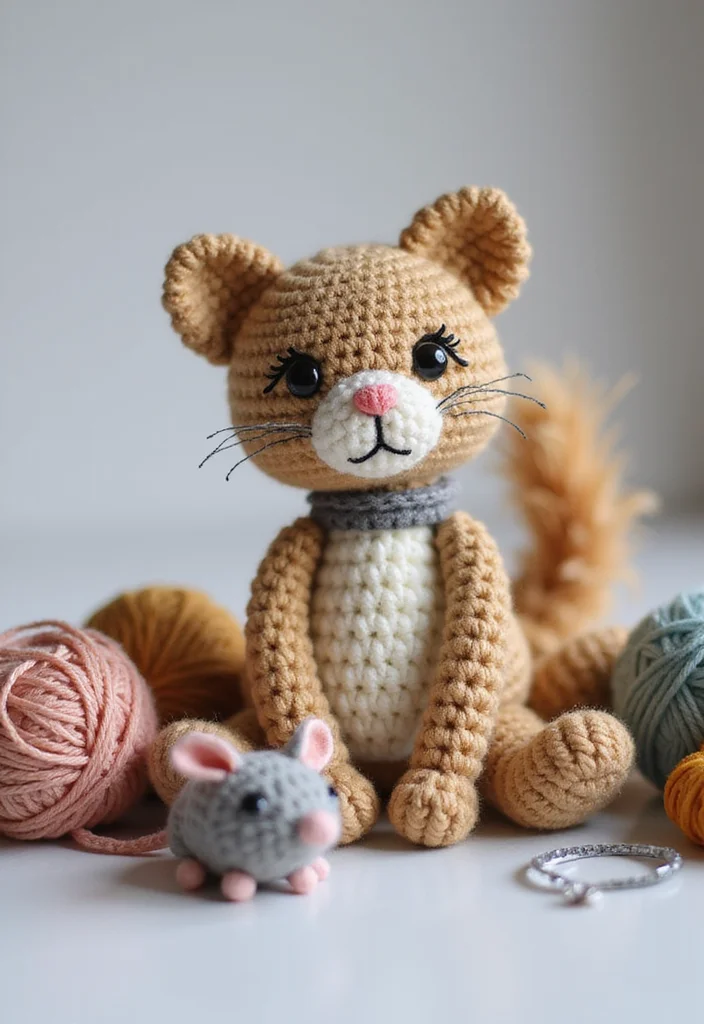 25 Soft Toys You Can Make with Crochet Teddy Bear Pattern Free - 5. Adorable Cat