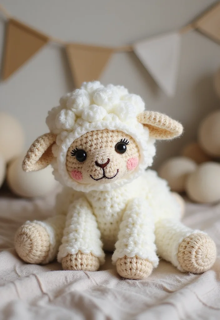 25 Soft Toys You Can Make with Crochet Teddy Bear Pattern Free - 8. Fluffy Lamb