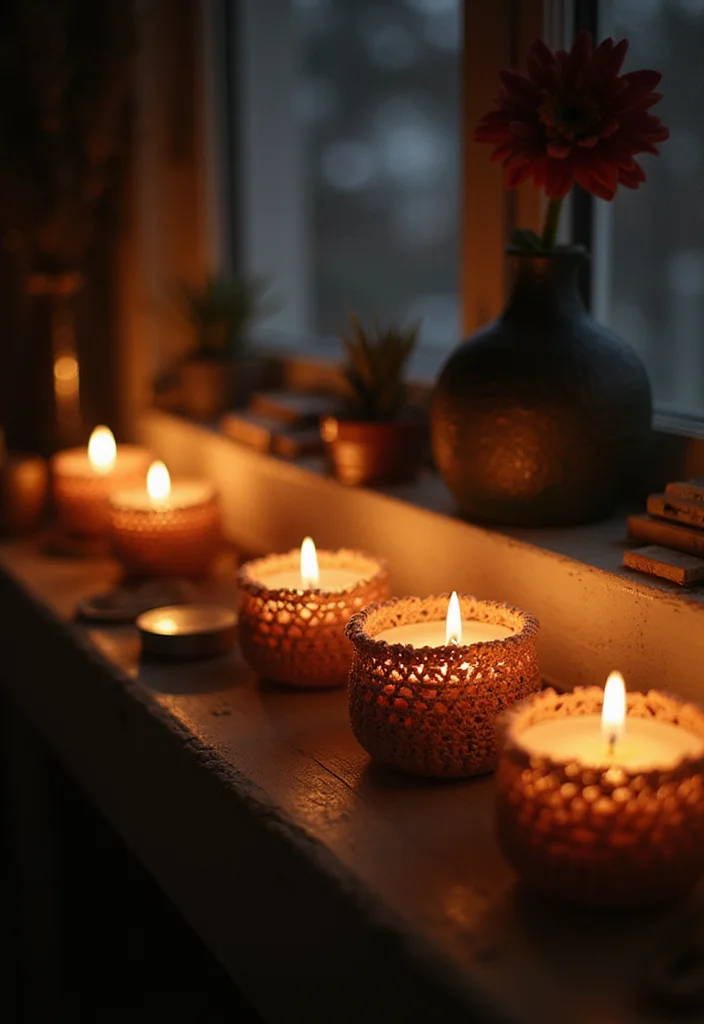 26 Beginner-Friendly Ideas with Easy Crochet Projects for Beginners - 23. Decorative Crochet Candles