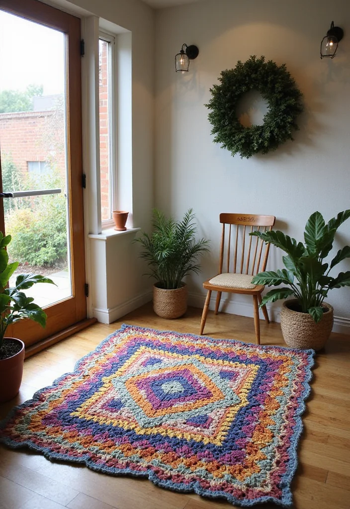 26 Colorful Designs Using Granny Square Crochet Pattern - 16. Granny Square Rug