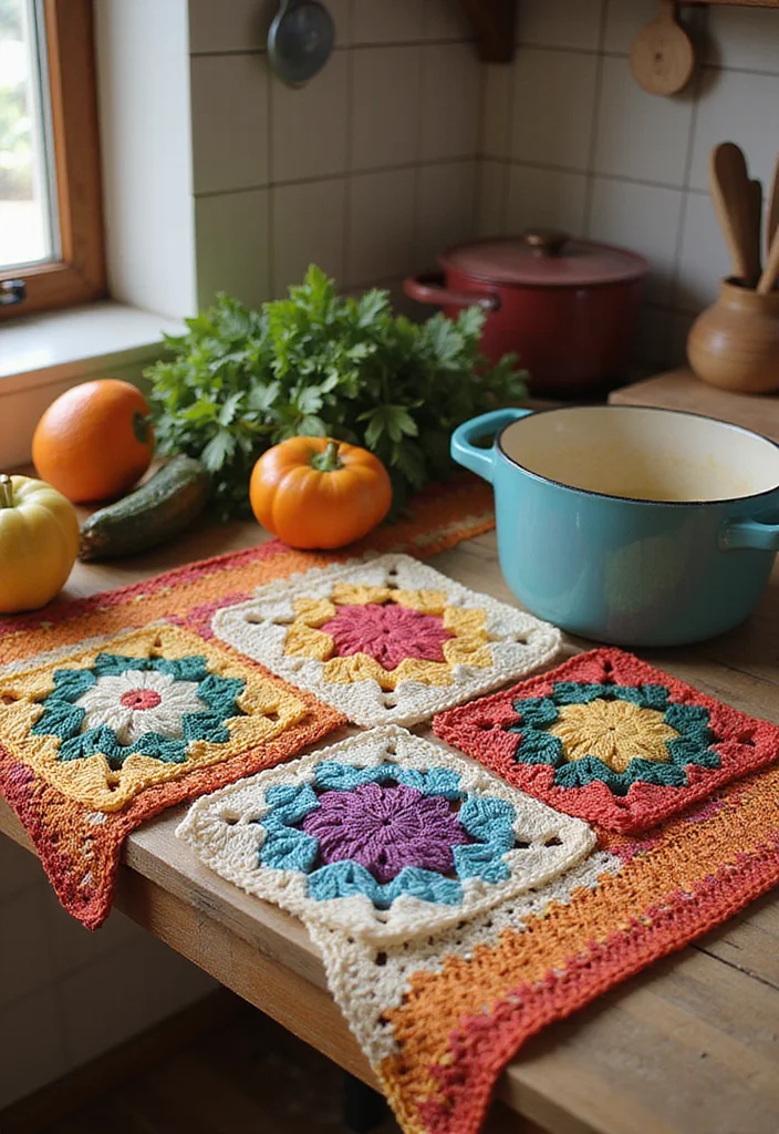 26 Colorful Designs Using Granny Square Crochet Pattern - 24. Granny Square Dishcloths