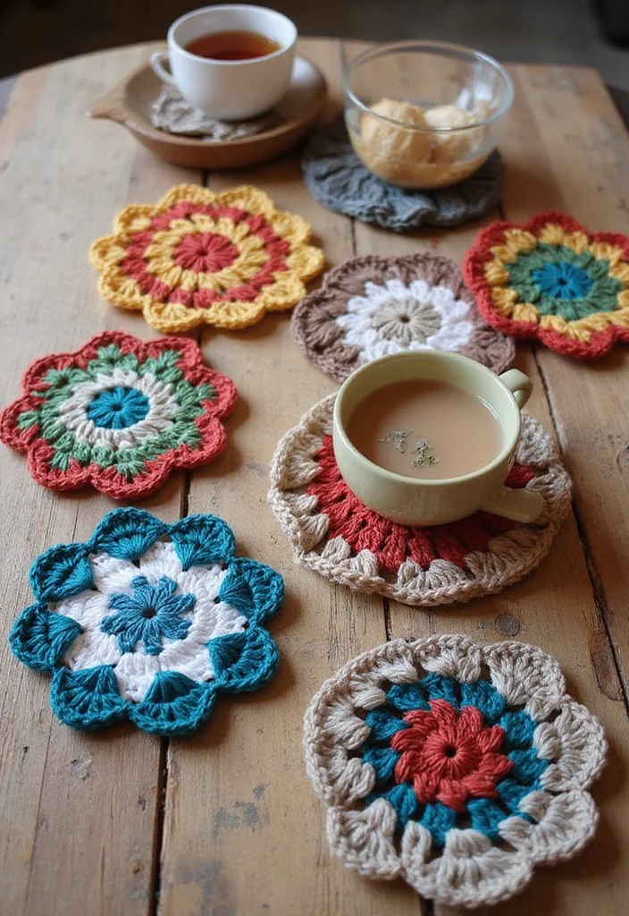 26 Colorful Designs Using Granny Square Crochet Pattern - 4. Fun Coasters