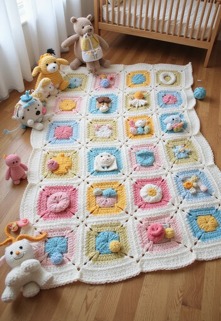 26 Colorful Designs Using Granny Square Crochet Pattern - 7. Playful Baby Blanket