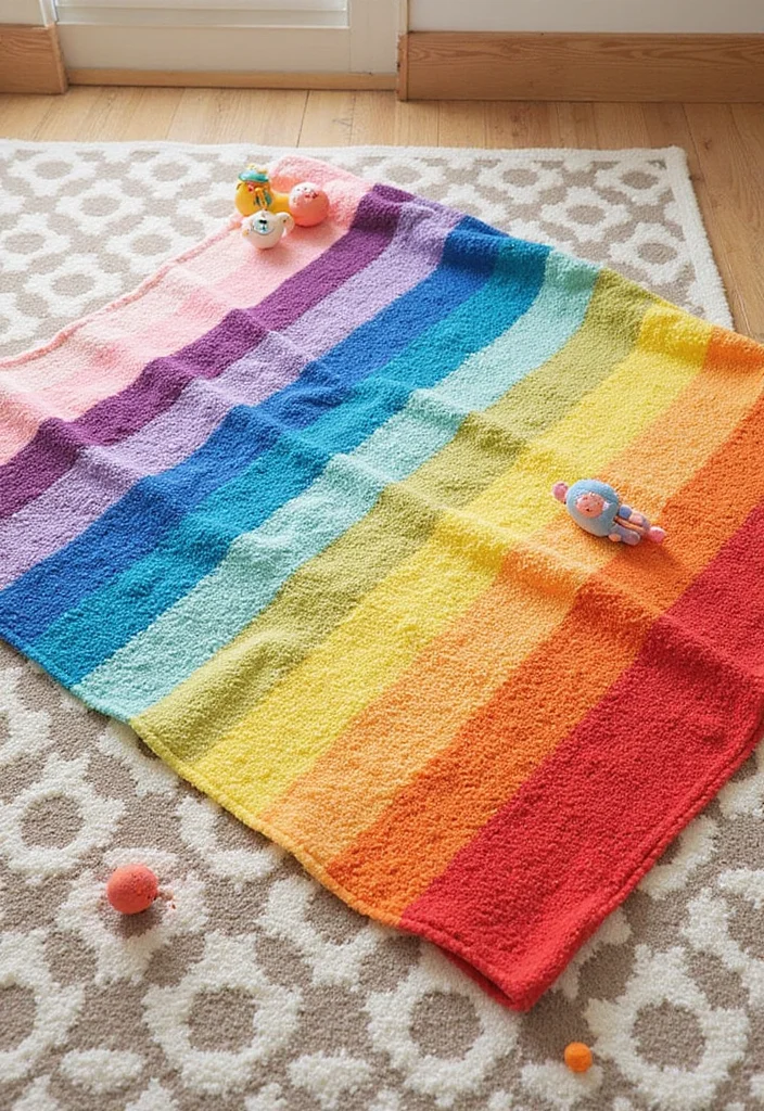 26 Cozy Designs from Crochet Baby Blanket Free Patterns - 4. Cheery Stripes Blanket