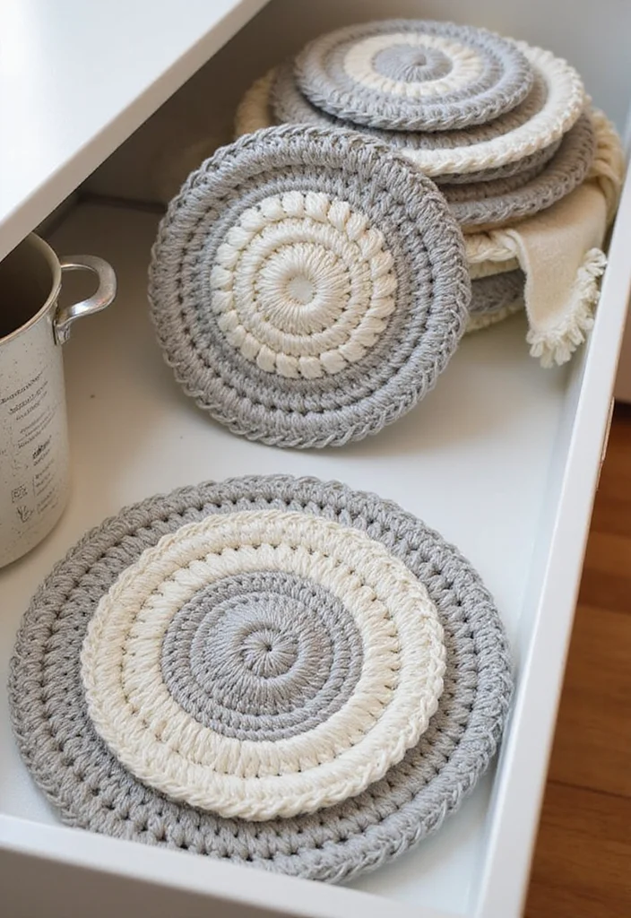 26 Creative Kitchen Ideas Using Crochet Pot Holders: Free Patterns to Brighten Up Your Space - 11. Compact Foldable Pot Holders
