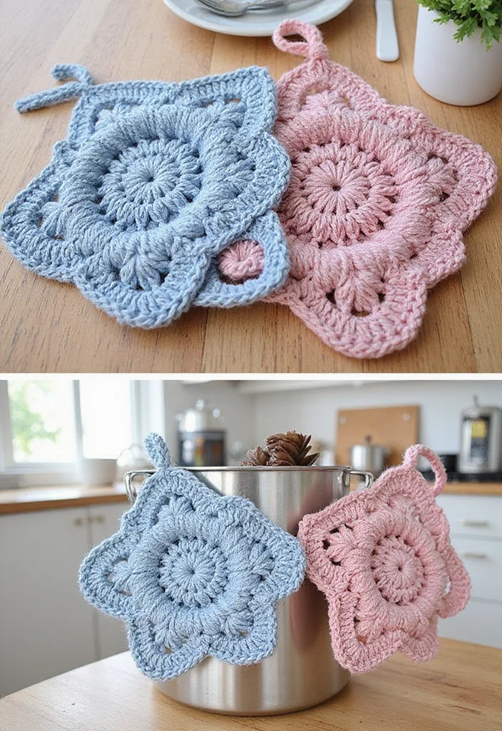 26 Creative Kitchen Ideas Using Crochet Pot Holders: Free Patterns to Brighten Up Your Space - 12. Reversible Pot Holders
