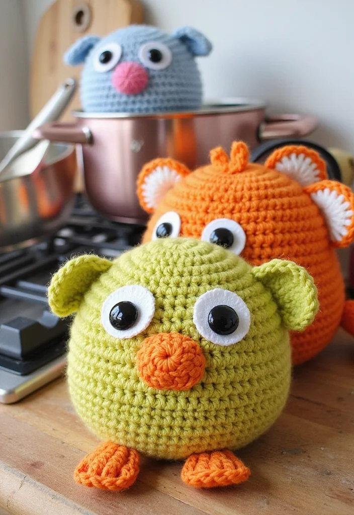 26 Creative Kitchen Ideas Using Crochet Pot Holders: Free Patterns to Brighten Up Your Space - 4. Cute Animal-Shaped Pot Holders
