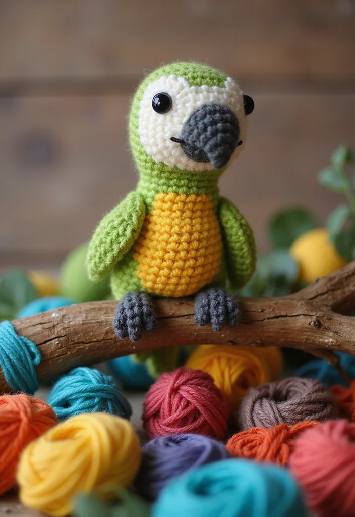 26 Cute Toys from Crochet Animals Free Patterns - 16. Vibrant Crochet Parrot