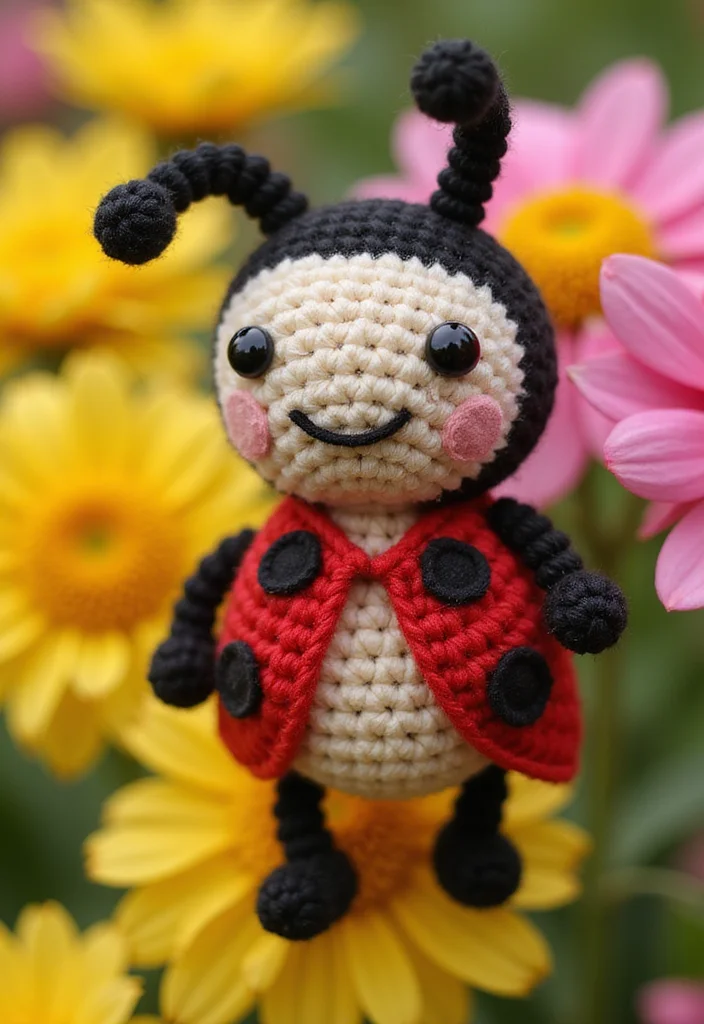 26 Cute Toys from Crochet Animals Free Patterns - 21. Playful Crochet Ladybug