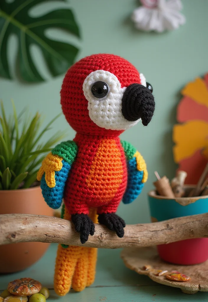 26 Cute Toys from Crochet Animals Free Patterns - 26. Fun Crochet Parrot