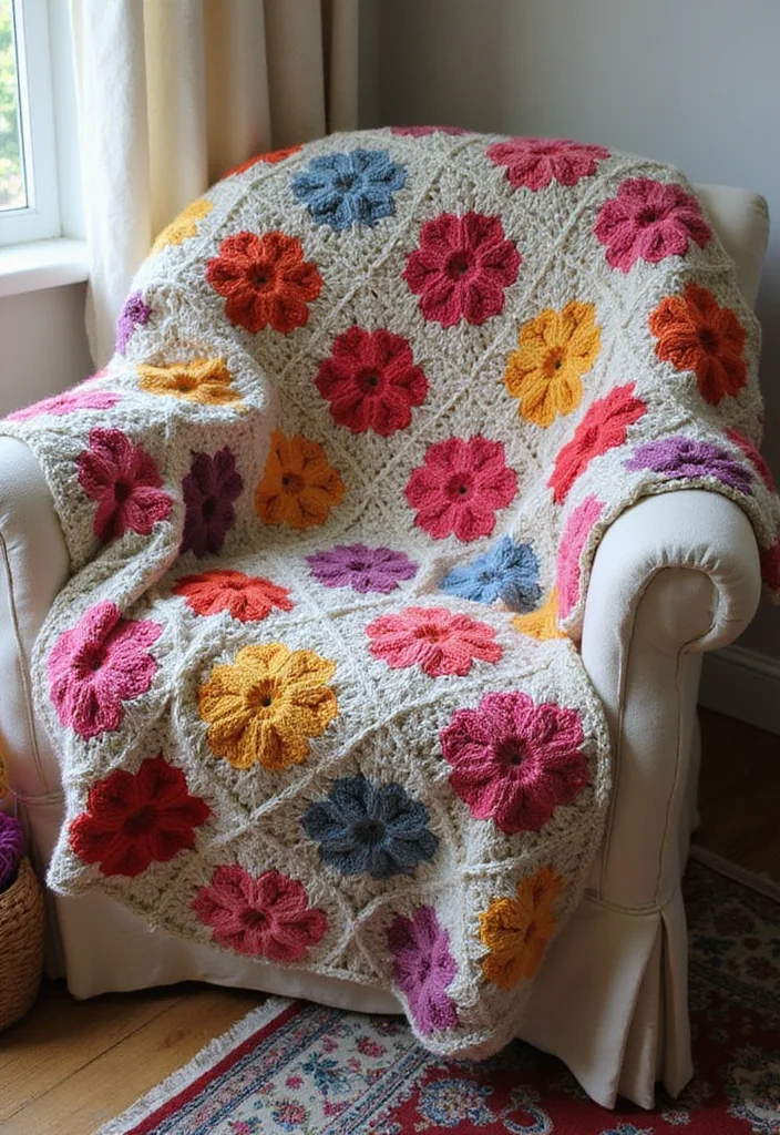 26 Floral Designs to Learn How to Crochet a Flower Easily - 11. Cozy Blanket Flower