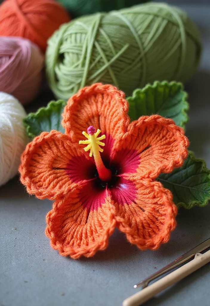 26 Floral Designs to Learn How to Crochet a Flower Easily - 15. Layered Hibiscus
