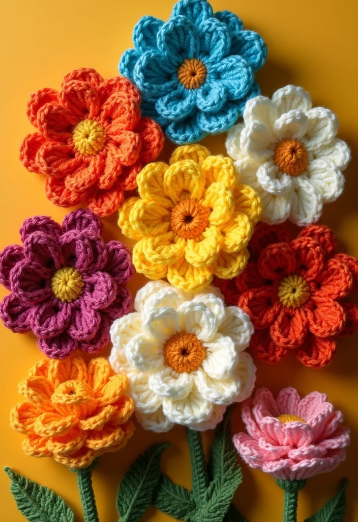 26 Floral Designs to Learn How to Crochet a Flower Easily - 16. Colorful Marigold