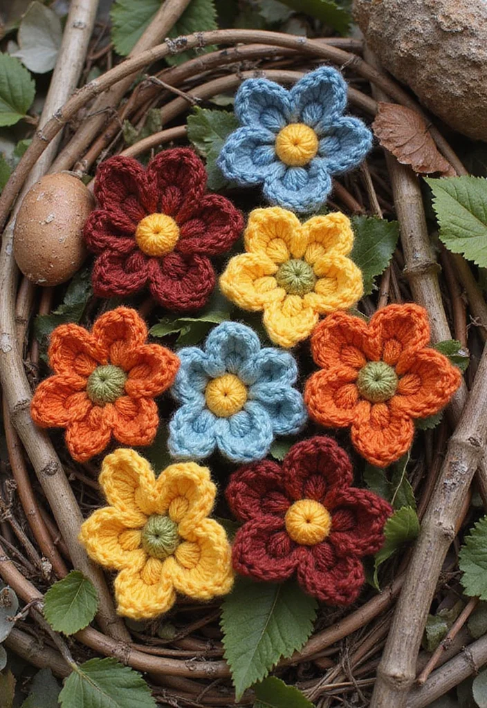 26 Floral Designs to Learn How to Crochet a Flower Easily - 20. Earthy Wildflower