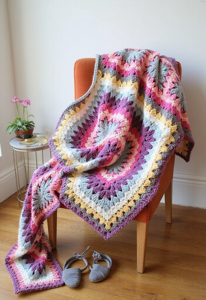 26 Inspiring Designs Using Crochet Granny Square Blankets - 10. Stylish Shawl or Wrap