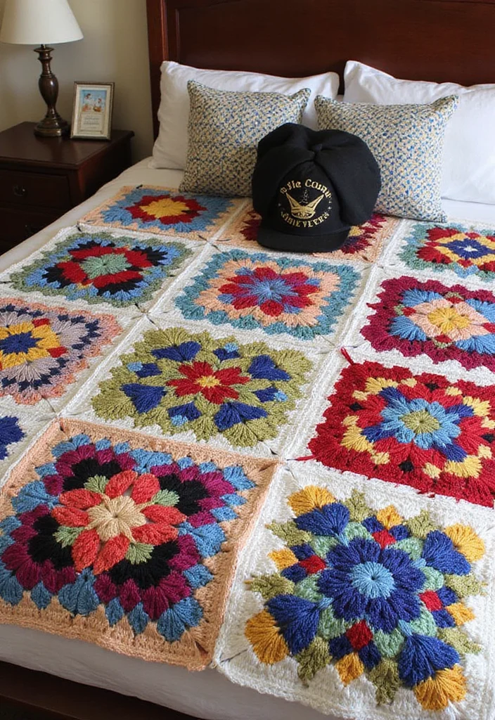 26 Inspiring Designs Using Crochet Granny Square Blankets - 24. Graduation Quilt