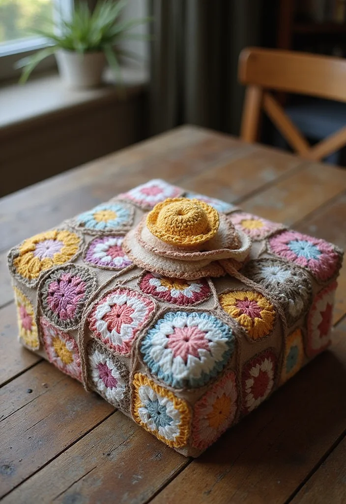 26 Inspiring Designs Using Crochet Granny Square Blankets - 26. Cozy Gift Wrap