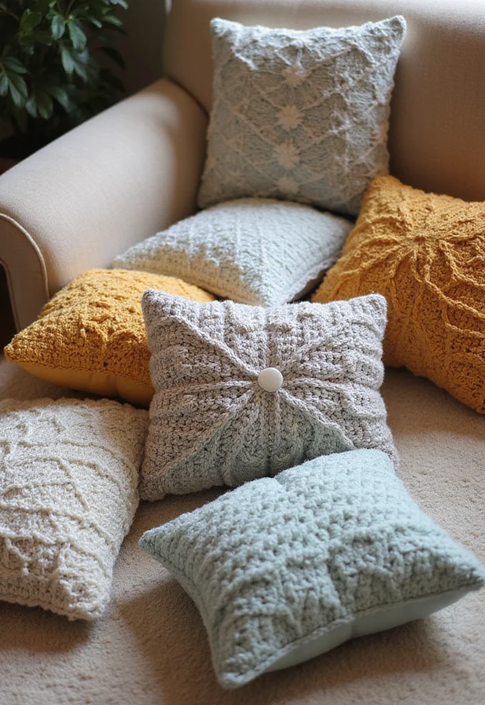 26 Inspiring Designs Using Crochet Granny Square Blankets - 4. Charming Cushion Covers