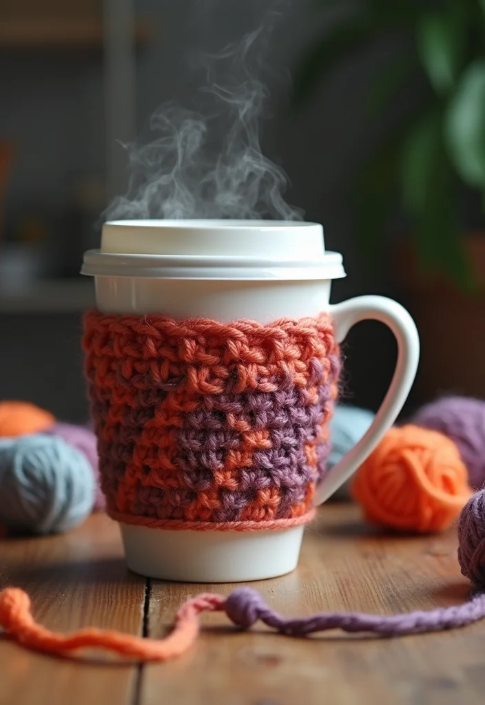 27 Beginner Projects Using Crochet Ideas for Beginners - 12. Fun Crochet Cup Sleeves