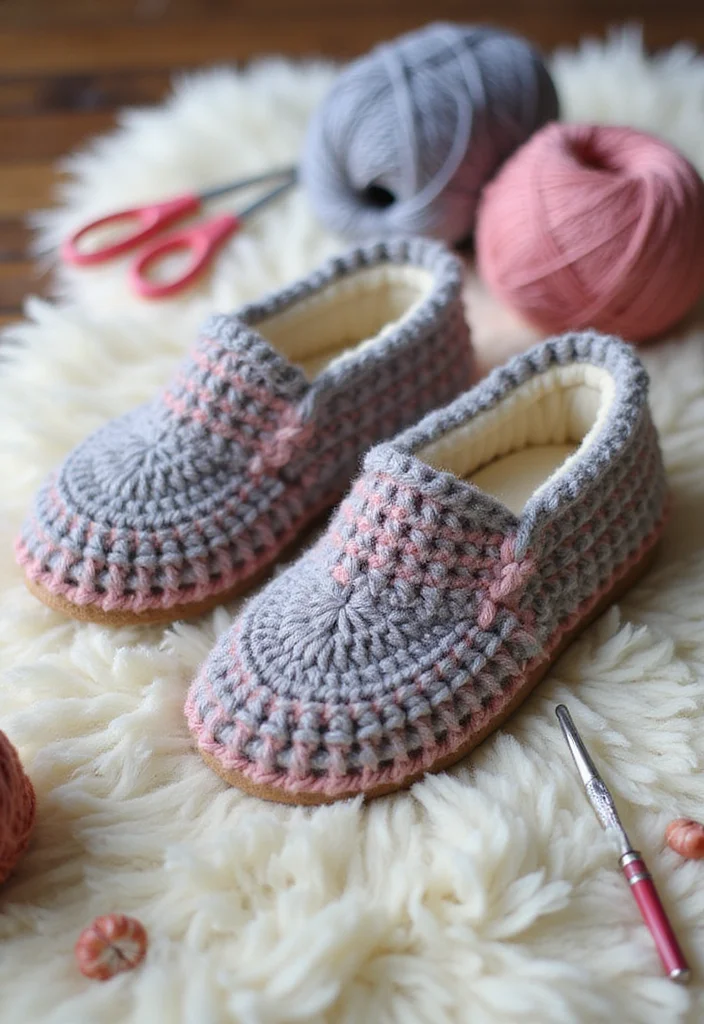 27 Beginner Projects Using Crochet Ideas for Beginners - 18. Crochet Slippers