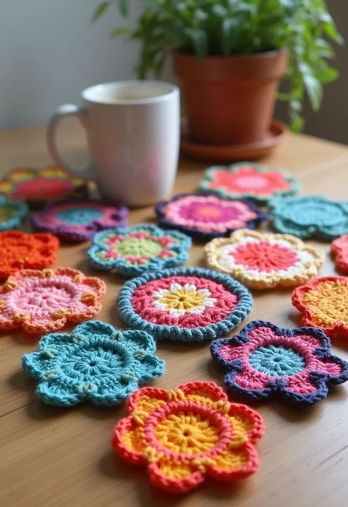 27 Beginner Projects Using Crochet Ideas for Beginners - 2. Simple Crochet Coasters