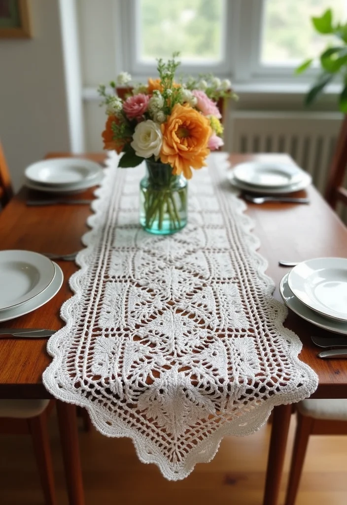 27 Beginner Projects Using Crochet Ideas for Beginners - 21. Crochet Table Runner